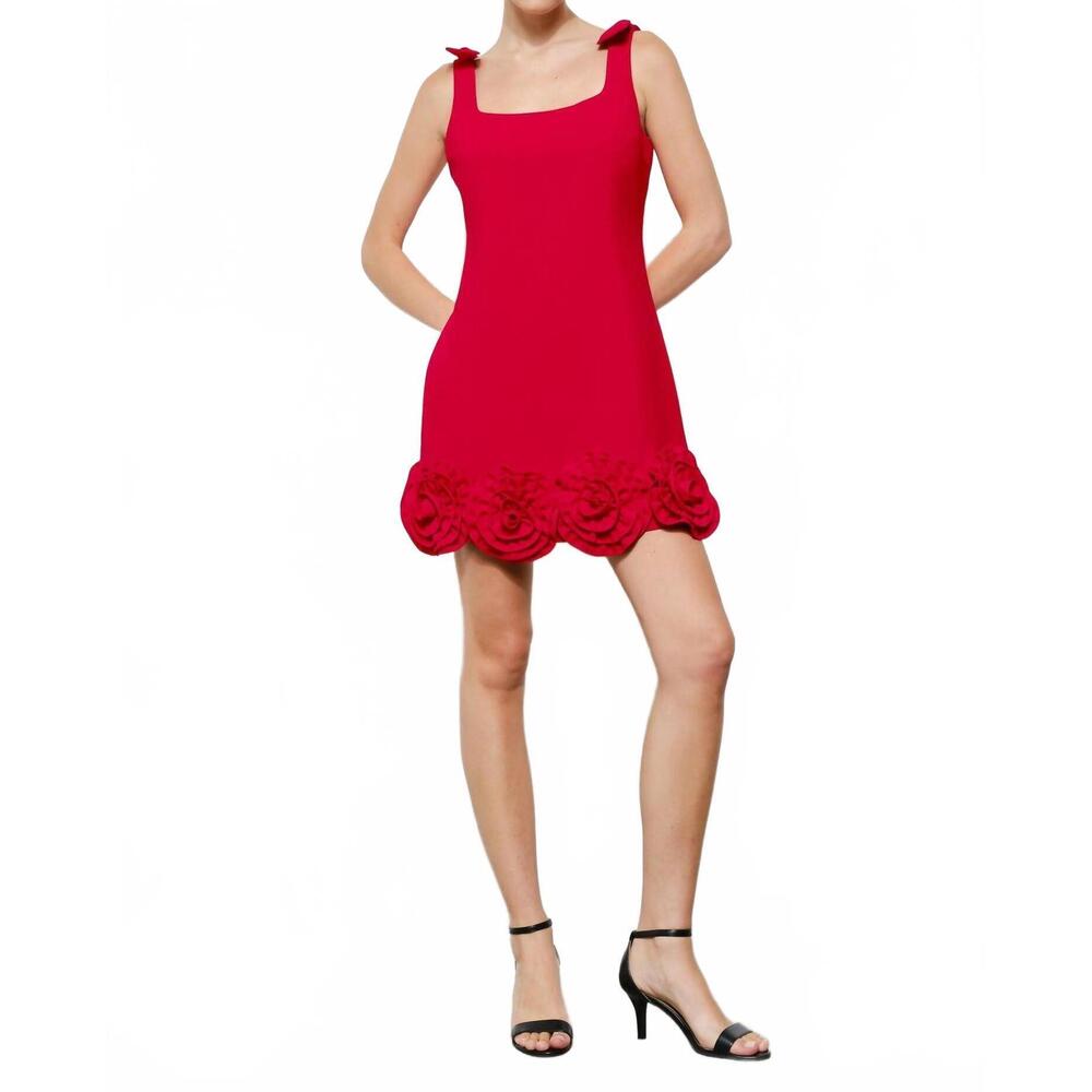 NEW INA FASHION rosette trimmed mini dress in red - Picture 4 of 6
